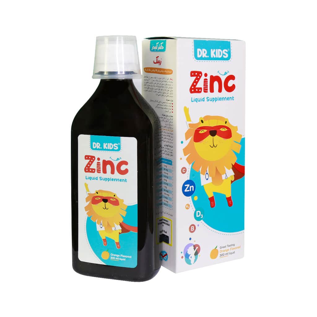 شربت زینک دکتر کیدز 300 میلی لیتر-Dr Kids Zinc Liquid Supplement 300 ml