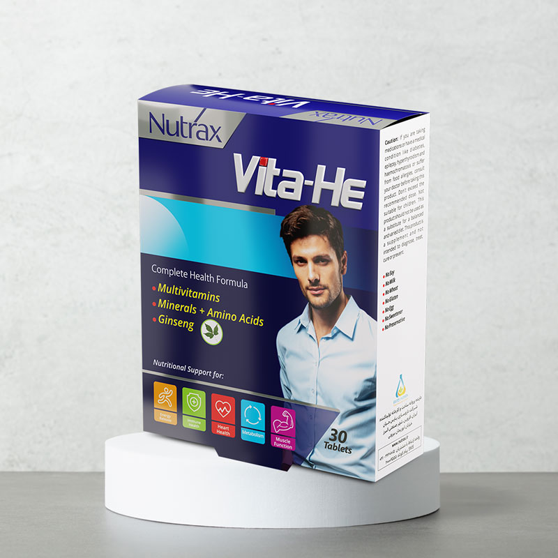 قرص مولتی ویتامین و مینرال ویتا هی نوتراکس 30 عدد- Nutrax VitaHe Multivitamin and Mineral 30Tablets