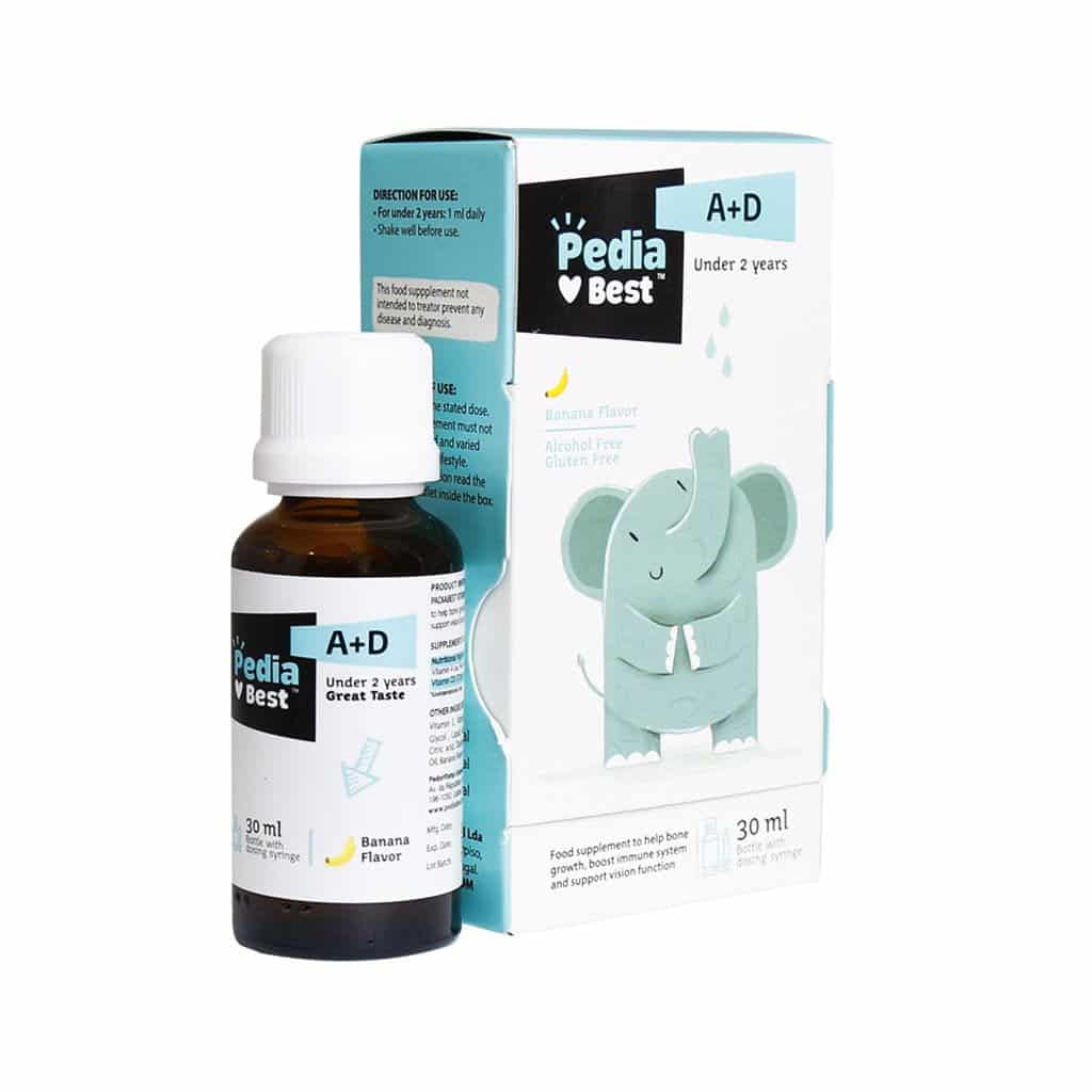 قطره ویتامین آ+د پدیابست با طعم موز 30 میلی لیتر Pedia Best A+D Oral Drops With Banana Flavor 30 ml